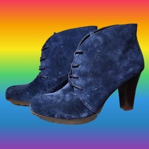 Sexy Yet Rugged Blue Leather Bootie